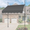 KELIXU Manual Retractable Awning, 118-Inch Adjustable Retractable Awnings for Patio Door Exterior Sunshade Shelter, Window Awning Canopy with UV Protection for Backyard, Garden, Balcony - Gray