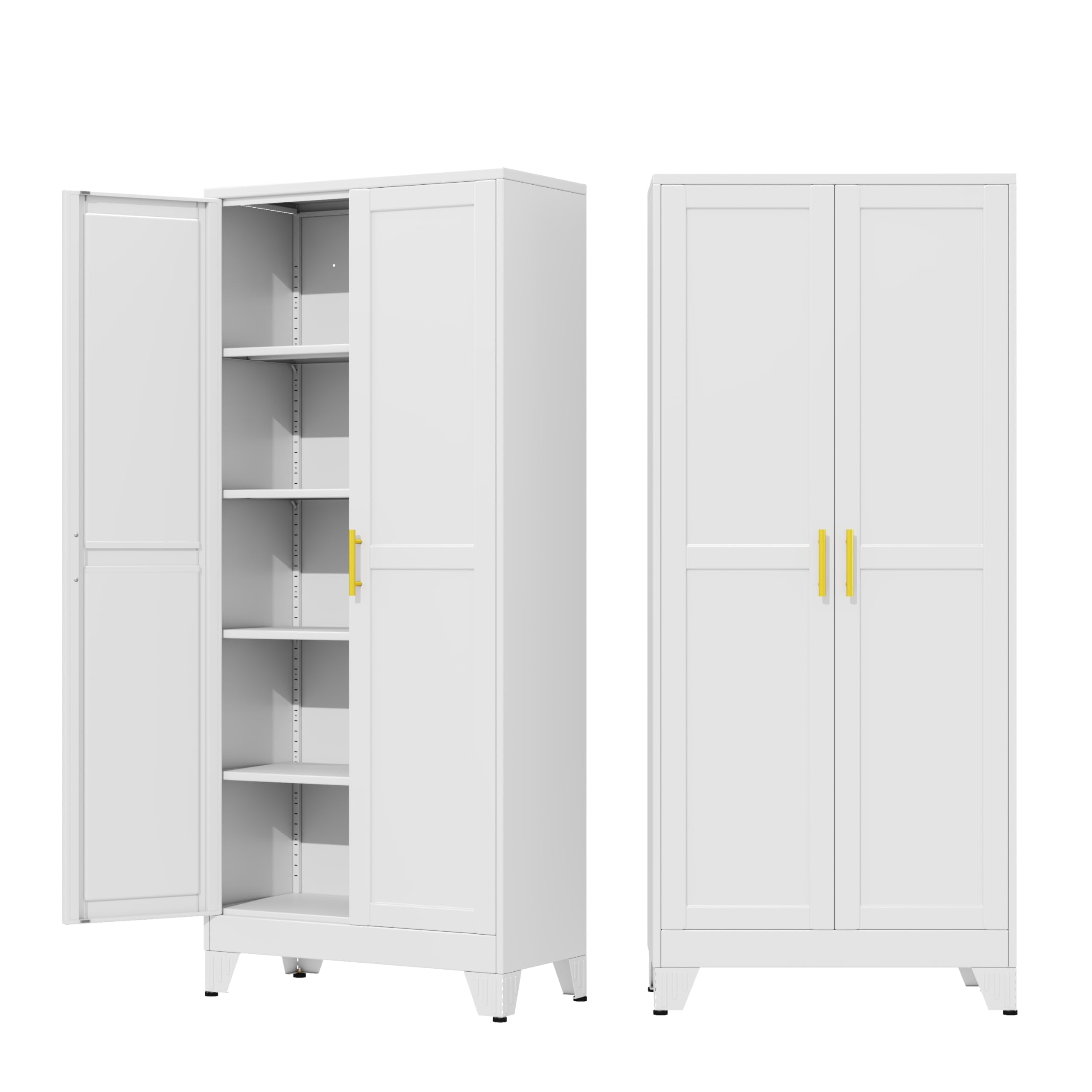 71" Metal Garage Storage Cabinet with Wheels and Locking Doors and Tall Rolling Steel Tool Cabinet with 4 Adjustable Shelves for Garage,Home,Office,Shop (Black, 71''H x 30''W x15''D)