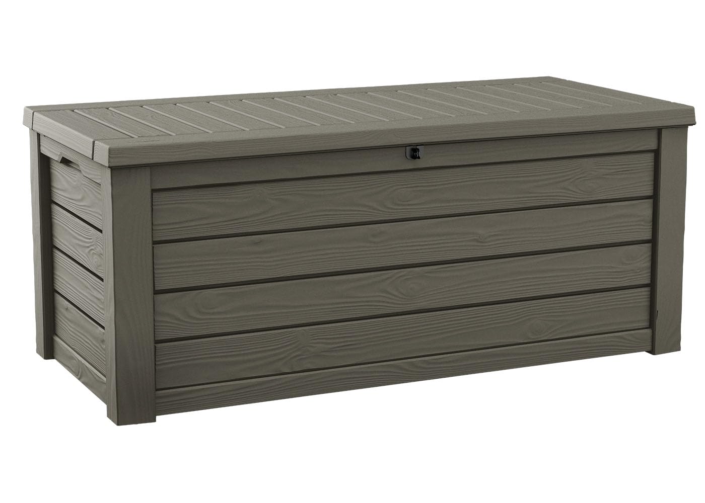 Keter 150 Gallon Resin Large Deck Box Organization and Storage Box for Patio, Outdoor Cushions, Garden Tools, Brown