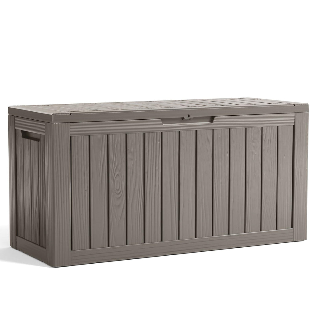 EasyUp 35 Gallon Outdoor Storage Box, Outdoor Deck Boxes for Garden Tools Equipment,Cushions and Patio Storage,Lockable and Resin,Easy to Install(Black)