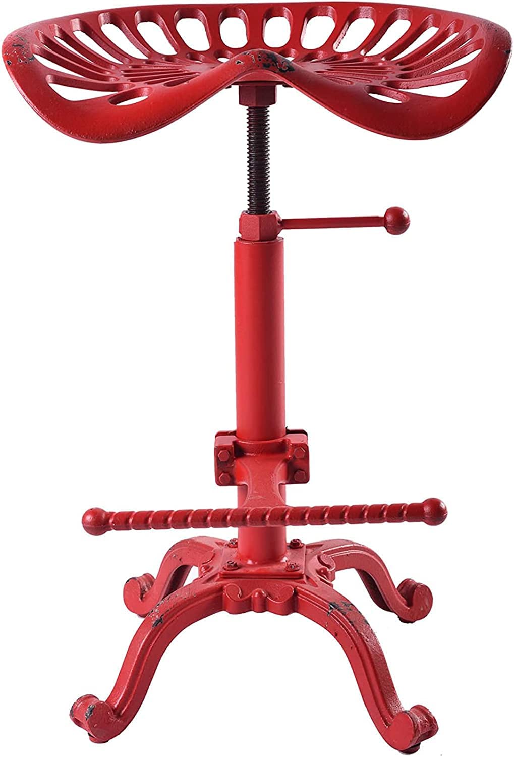 Industrial Bar Stool-Swivel Tractor Seat-Kitchen Dining Counter Chair-Extra Pub Height- Adjustable 24.8-31"-Iron Cast Design