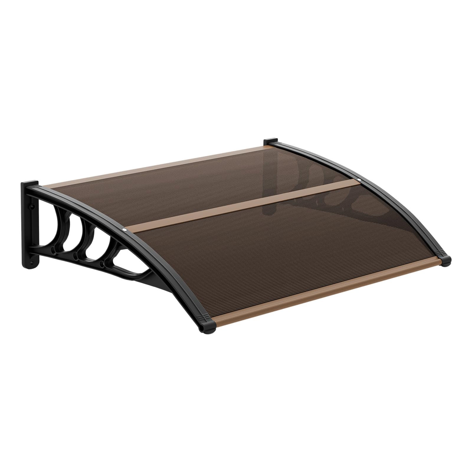 VINGLI Window Awning Door Canopy Exterior, 40" x 80" Awnings for Doors Polycarbonate Cover Patio Door Awning Rain Snow Sunlight Protection Hollow Sheet (Brown Board & Black Bracket)