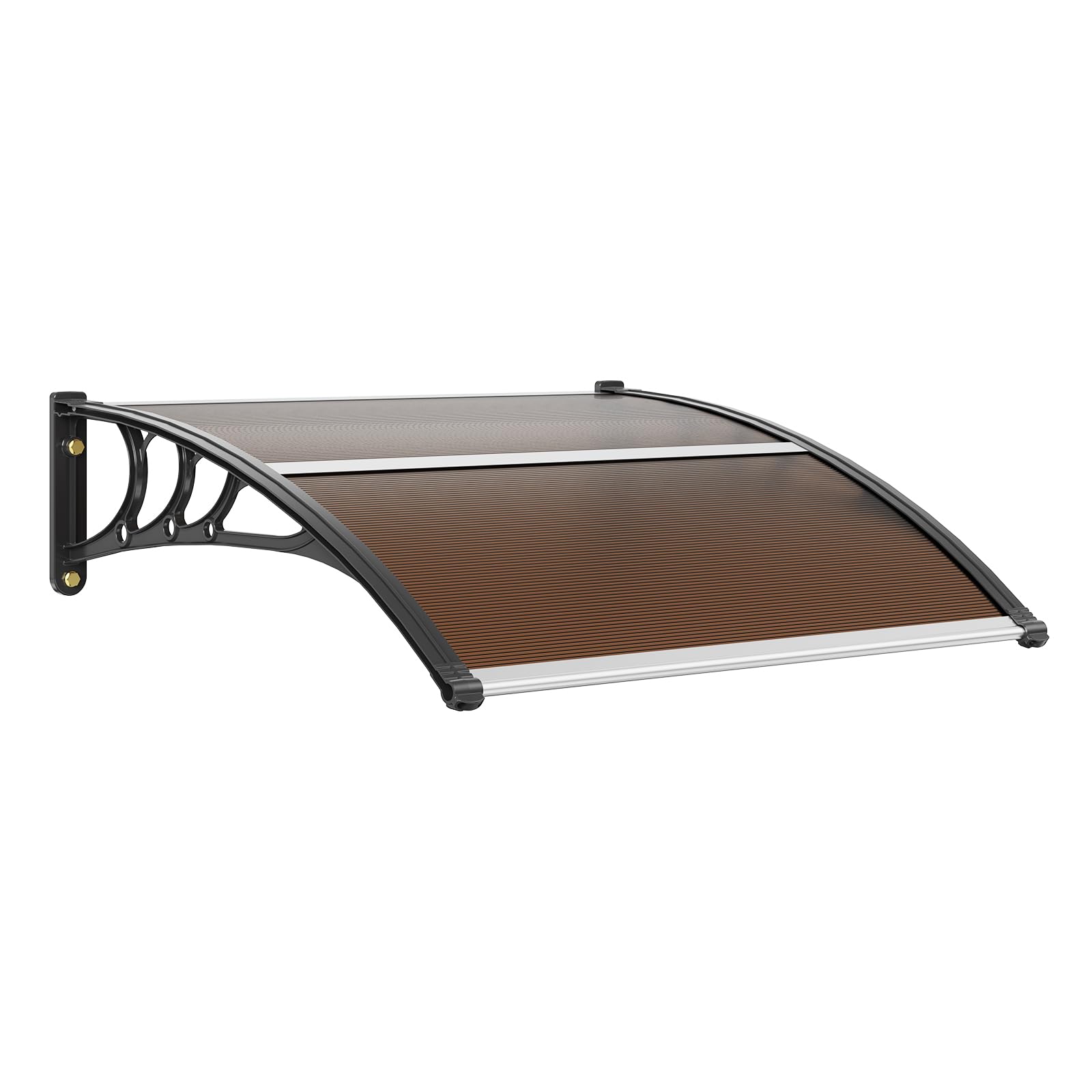VEVOR Awnings for Door Entrance, 38" x 40" Window Door Awning Canopy Exterior with Drainage & ABS Bracket, Polycarbonate Cover Patio Door Awnings for Sun, UV, Rain, Snow Protection（Brown）