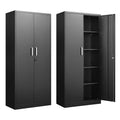 Approgreent Metal Storage Cabinet with Adjustable Shelves, Garage Cabinet with 2 Lockable Doors, Garage Storage Cabinet, Kitchen Pantry Cabinet - 71'H, Black