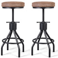 Industrial Bar Stool-Set of 2-Swivel Counter Coffee Chair-Extra Pub Height Adjustable 22-33 inch