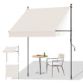 HOMEDEMO Manual Retractable Awning, 79" W x 118" H Retractable Side Bar 47-59", Outdoor Patio Awnings Height Adjustable 82-118", NO Drilling Awings for Backyard Garden Porch Outside Carbon Gray