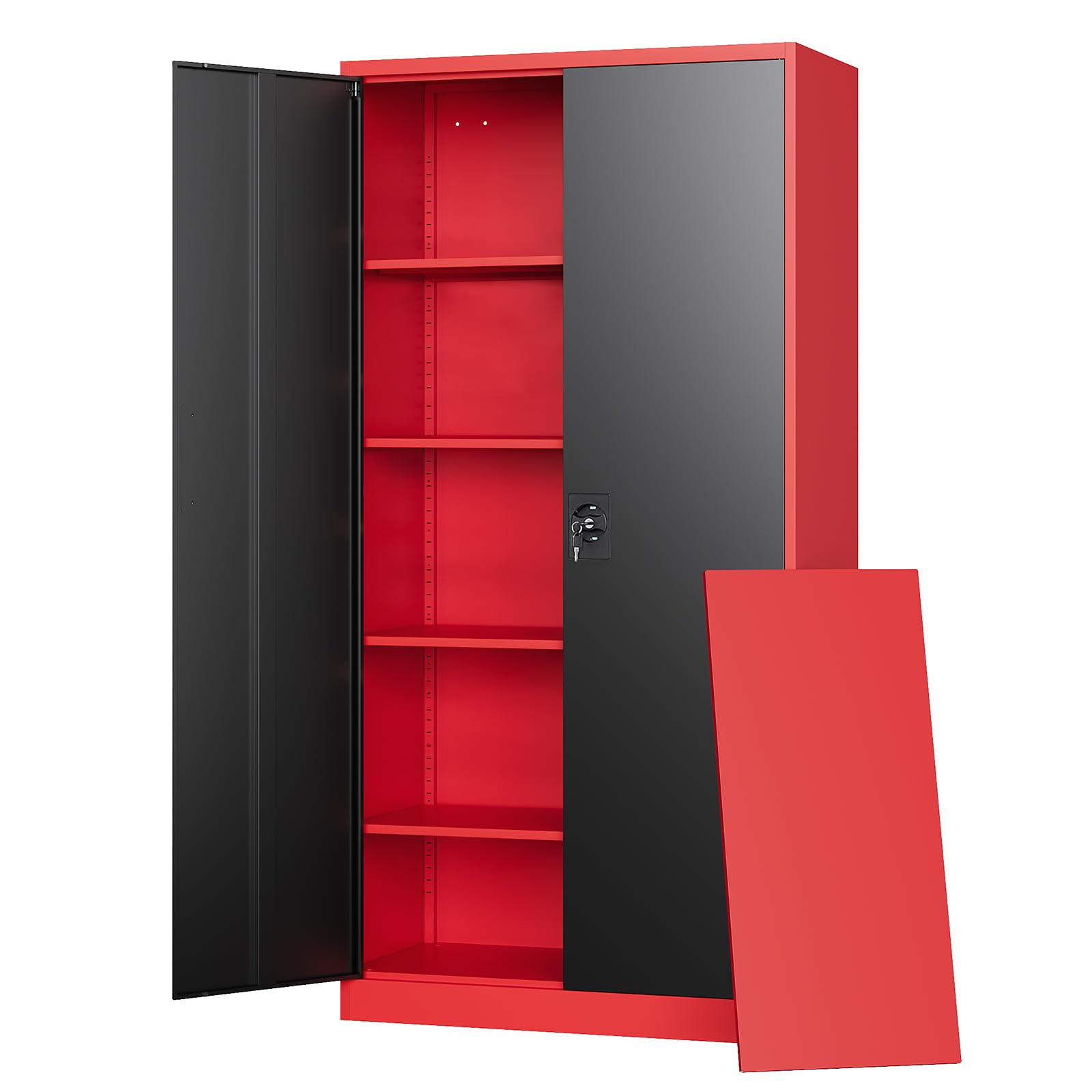 Letaya Metal Garage Storage Cabinets with Lock Door and Adjustable Shelves, Steel Tool Cabinets for Home,Office,Warehouse Organisieren (Black)