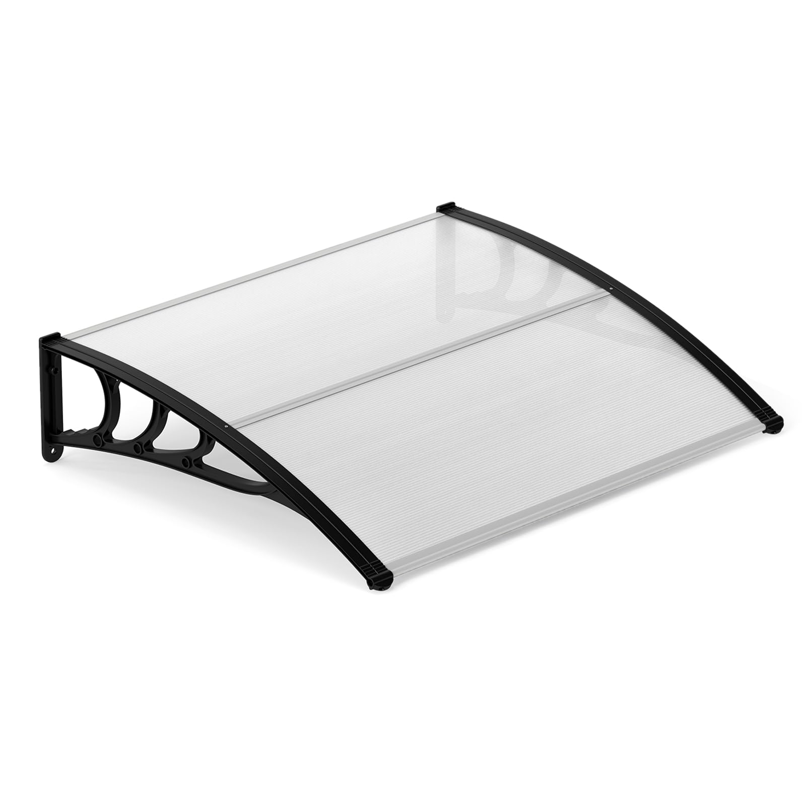 Tangkula 40" x 48" Window Awning, Modern Polycarbonate Overhead Door Awning with Hollow Sheet for Rain Snow Sunlight Protection, UPF 50+ Awnings for Patio, Door, Deck, Porch