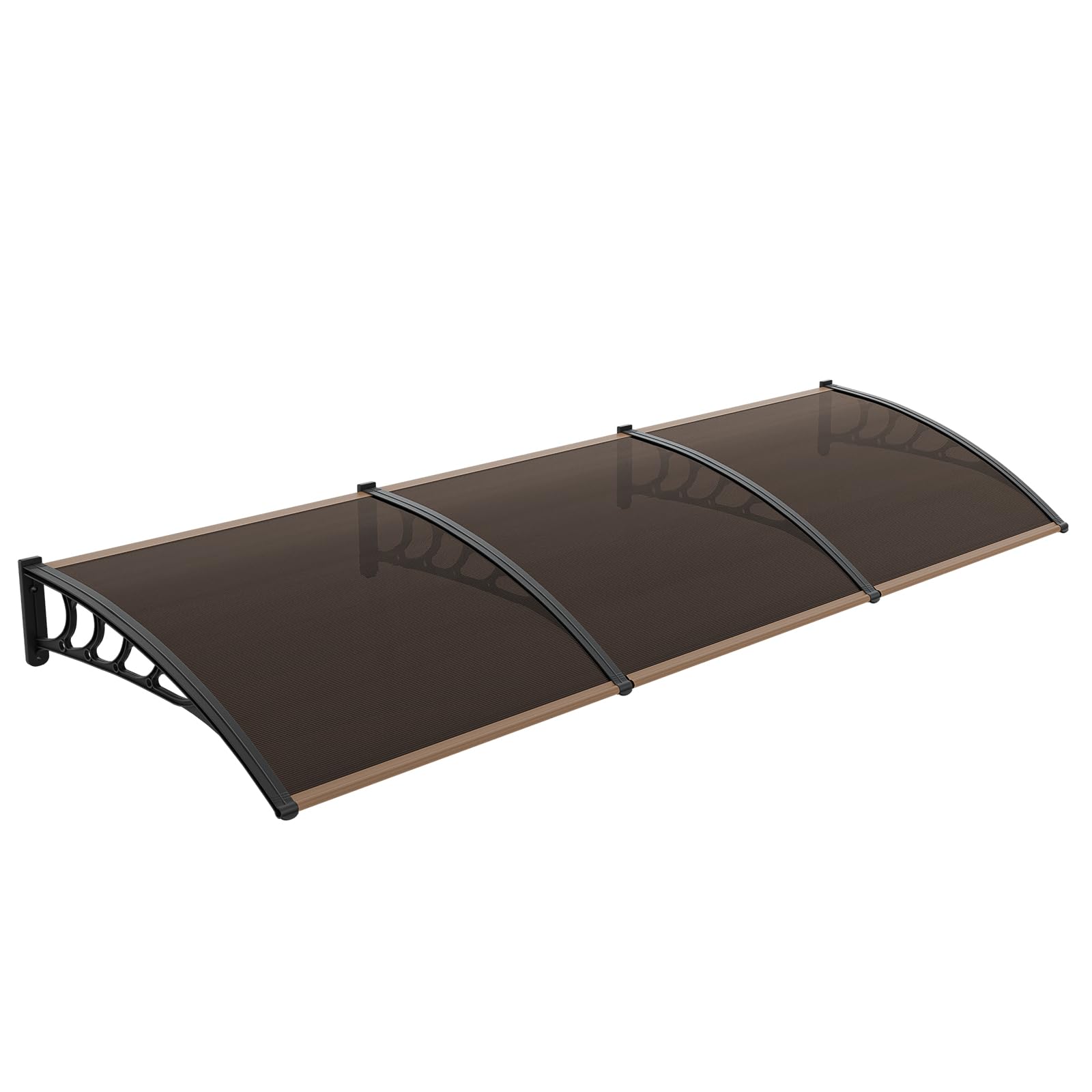 VINGLI Window Awning Door Canopy Exterior, 40" x 80" Awnings for Doors Polycarbonate Cover Patio Door Awning Rain Snow Sunlight Protection Hollow Sheet (Brown Board & Black Bracket)