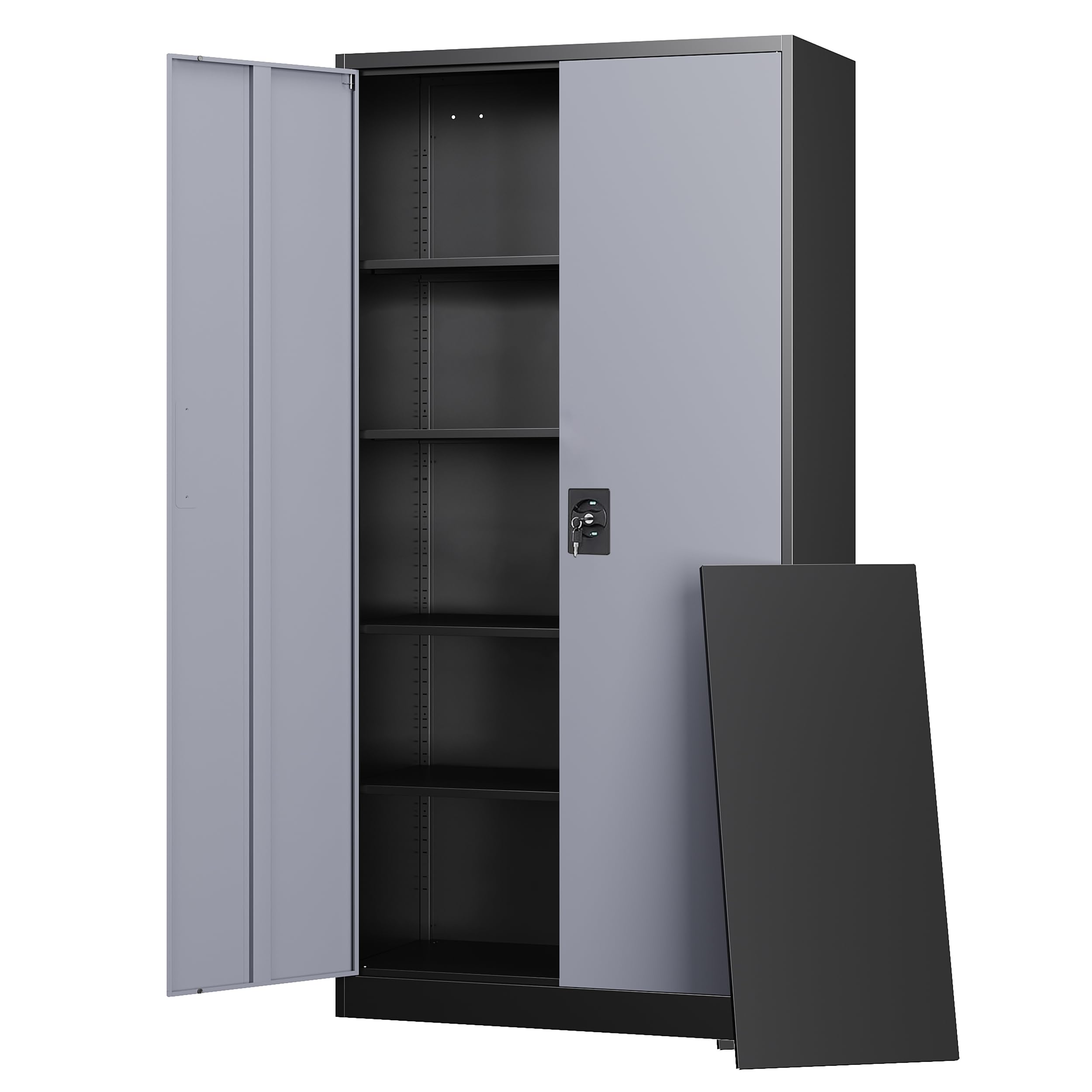 Letaya Metal Garage Storage Cabinets with Lock Door and Adjustable Shelves, Steel Tool Cabinets for Home,Office,Warehouse Organisieren (Black)