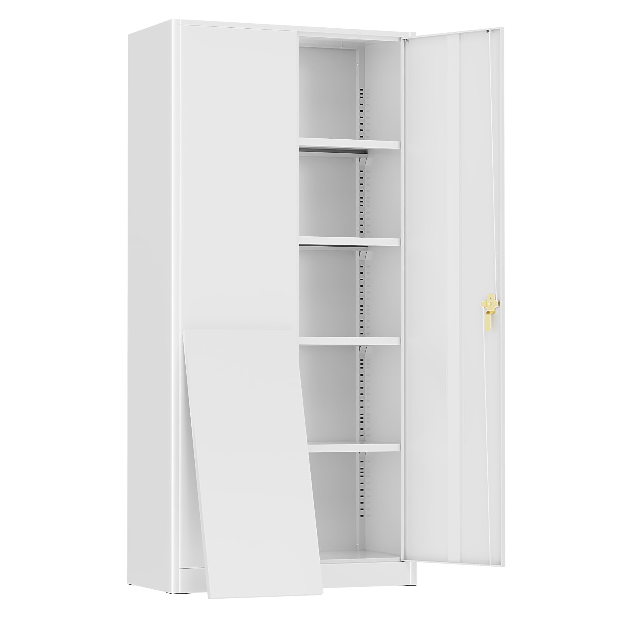 Greenvelly Metal Storage Cabinet, 72" Black Steel Garage Cabinet with Doors and Adjustable Shelves, Metal Cabinet with Lock,Garage Cabinets and Storage System for Garage,Home Office,School