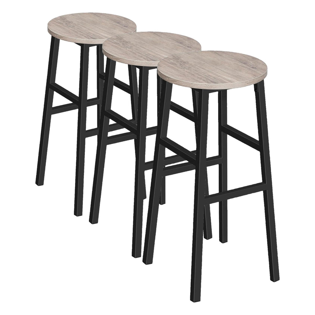 MAHANCRIS Bar Stools, Set of 2 Round Bar Chairs with Footrest, 24.4 Inch Kitchen Breakfast Bar Stools, Industrial Bar Stools, Easy Assembly, for Dining Room, Kitchen, Rustic Brown BAHR0201Z