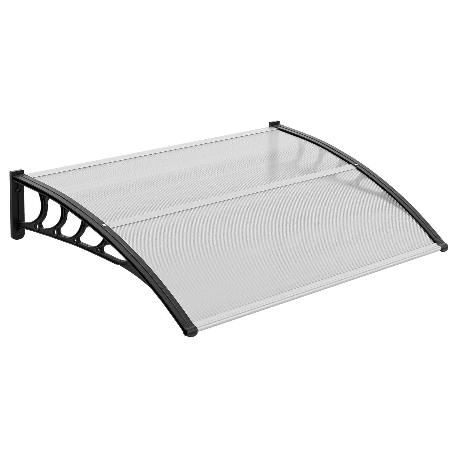 VINGLI Window Awning Door Canopy Exterior, 40" x 80" Awnings for Doors Polycarbonate Cover Patio Door Awning Rain Snow Sunlight Protection Hollow Sheet (Brown Board & Black Bracket)