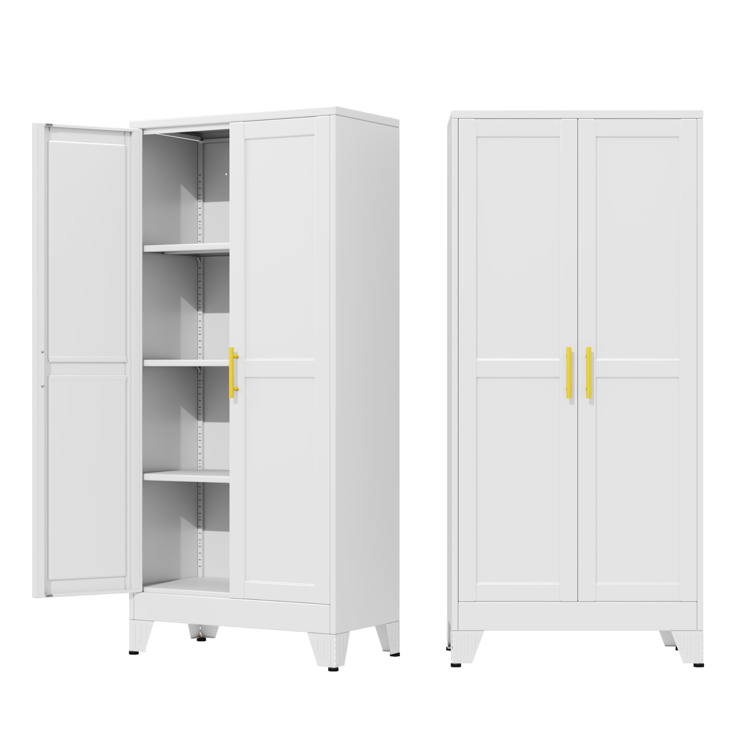 71" Metal Garage Storage Cabinet with Wheels and Locking Doors and Tall Rolling Steel Tool Cabinet with 4 Adjustable Shelves for Garage,Home,Office,Shop (Black, 71''H x 30''W x15''D)
