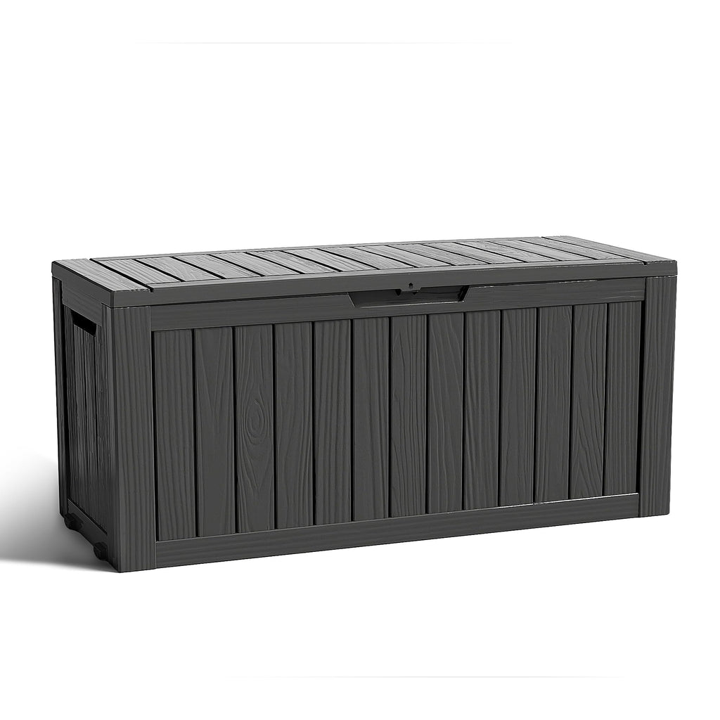 EasyUp 35 Gallon Outdoor Storage Box, Outdoor Deck Boxes for Garden Tools Equipment,Cushions and Patio Storage,Lockable and Resin,Easy to Install(Black)