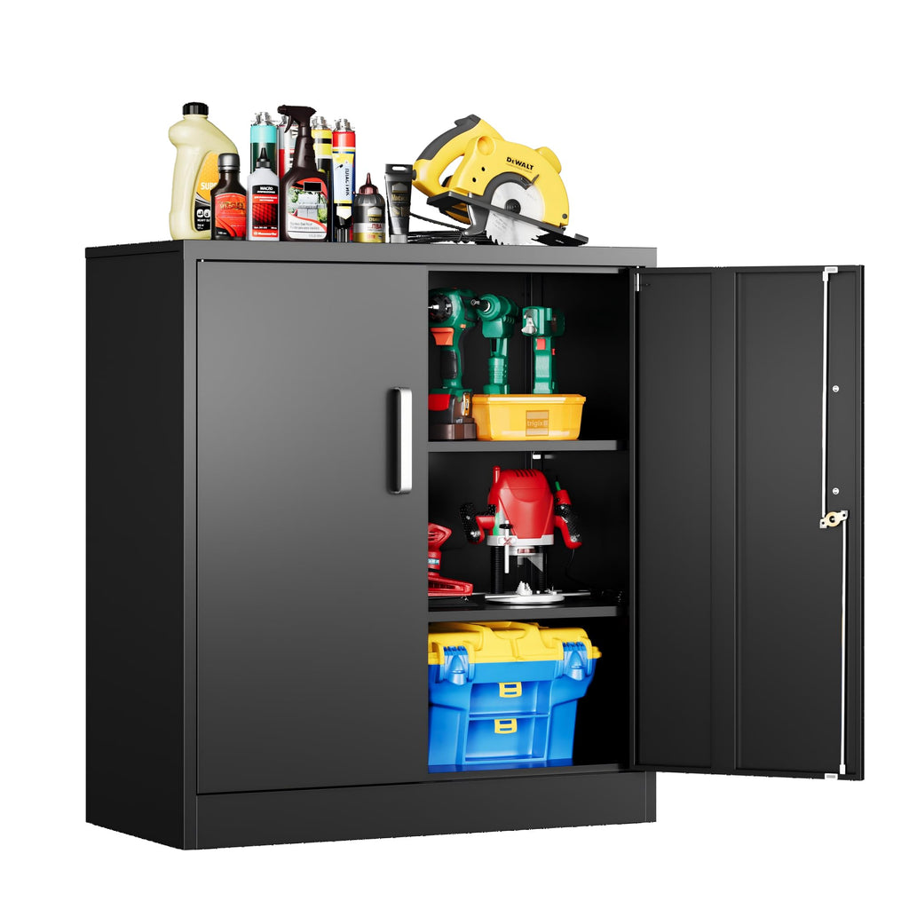 Metal Garage Storage Cabinet with Doors and Adjustable Shelves, 71" Tall Locker Organizer Steel Garage Cabinets, Lockable File Cabinet for Home, Office, Warehouse, Tools