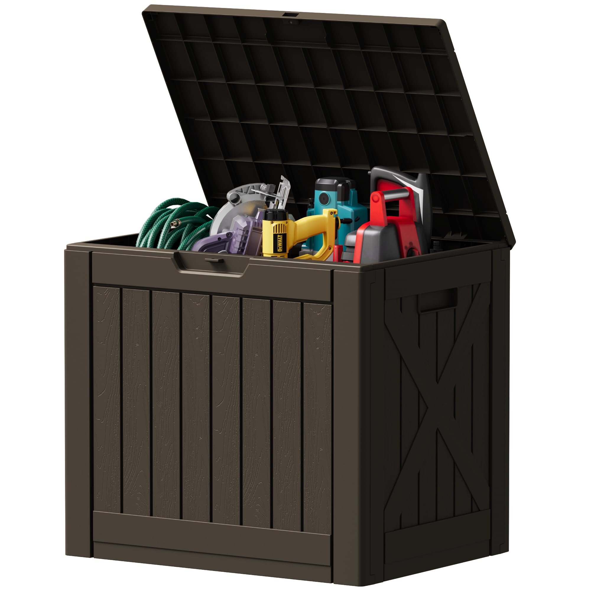 Devoko 30 Gallon Resin Deck Box Waterproof Outdoor Storage Box for Patio Furniture Pool Accessories Indoor Storage for Cushion Garden Tools (30 Gallon, Black)