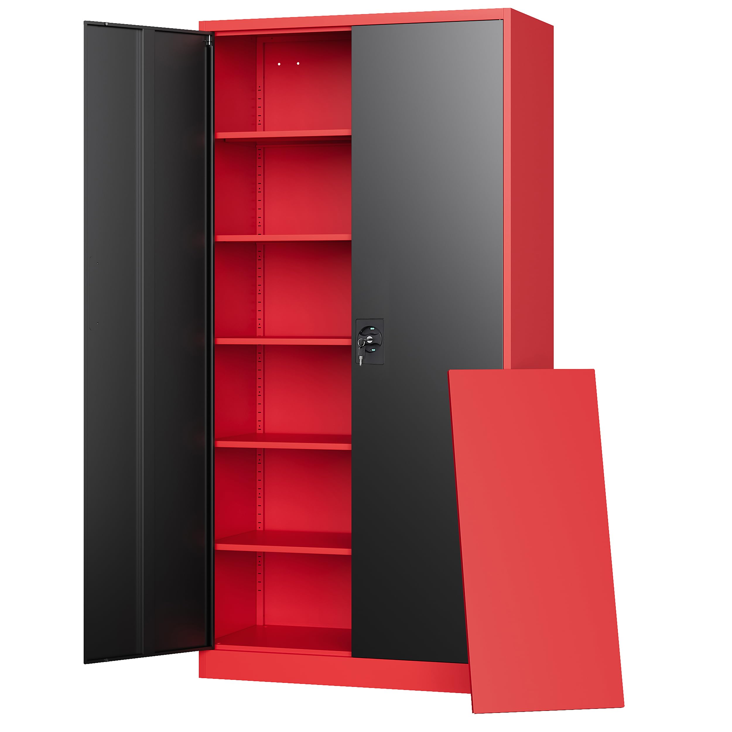 Letaya Metal Garage Storage Cabinets with Lock Door and Adjustable Shelves, Steel Tool Cabinets for Home,Office,Warehouse Organisieren (Black)