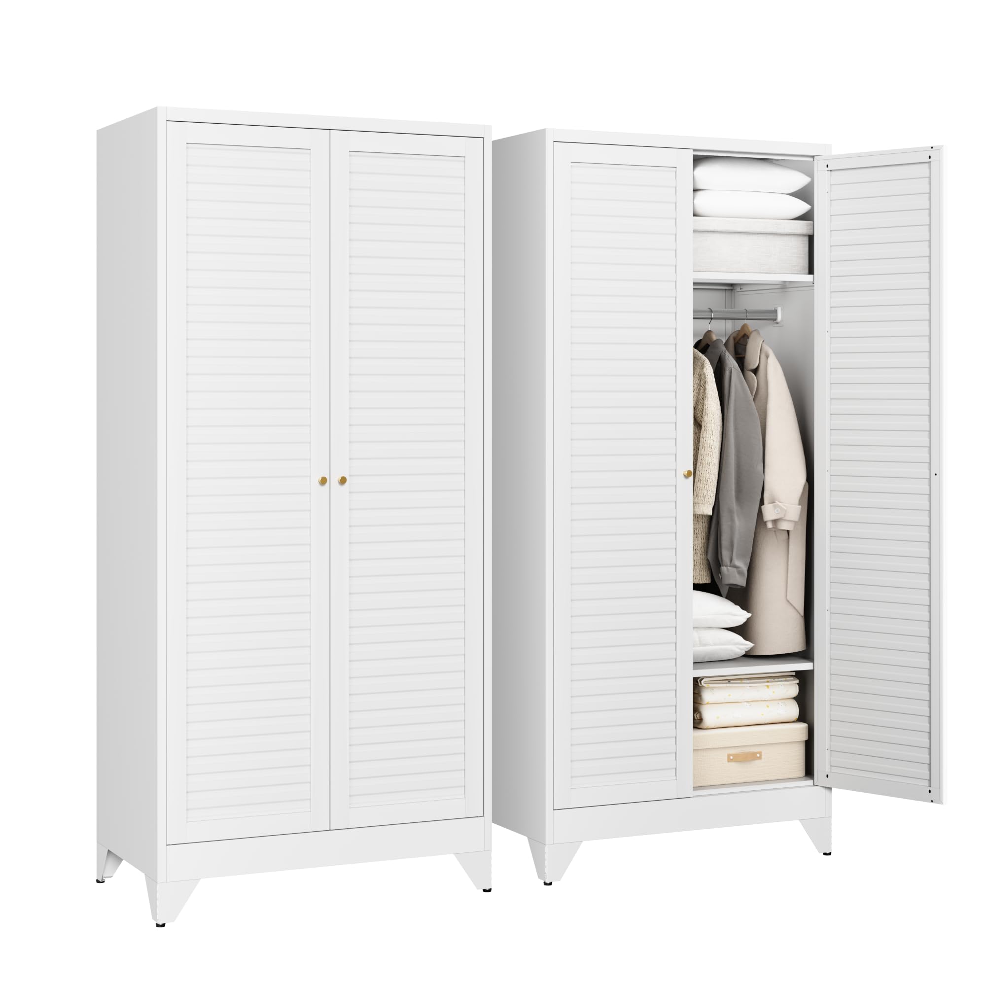 Letaya Metal Wardrobe Cabinets with Lock,Clothing Locker 72" X 36" X 18" Storage Cabinets for Home Room,Fire Department, School, Employee,Gym,Government (Black)