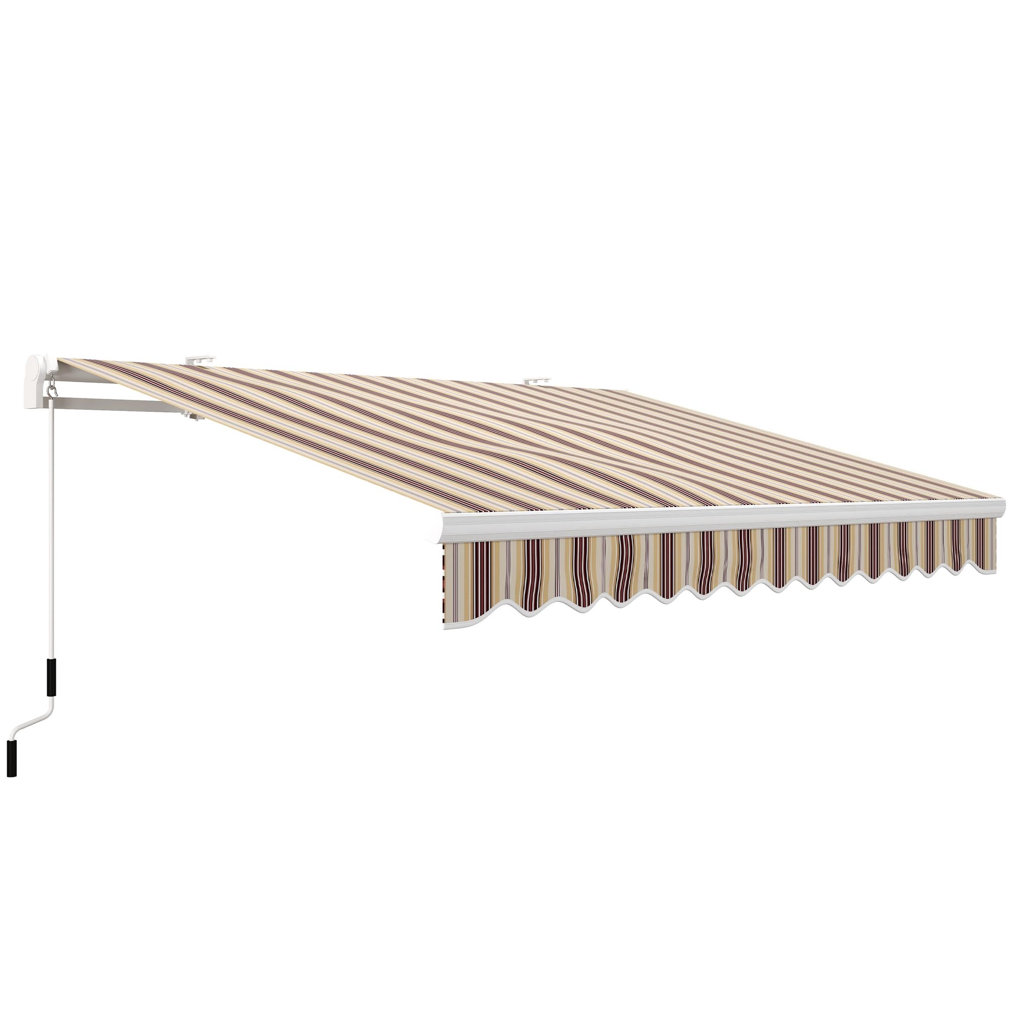 Outsunny 13' x 8' Retractable Awning, Patio Awnings, Sunshade Shelter w/Manual Crank Handle, UV & Water-Resistant Fabric and Aluminum Frame for Deck, Balcony, Yard, Beige