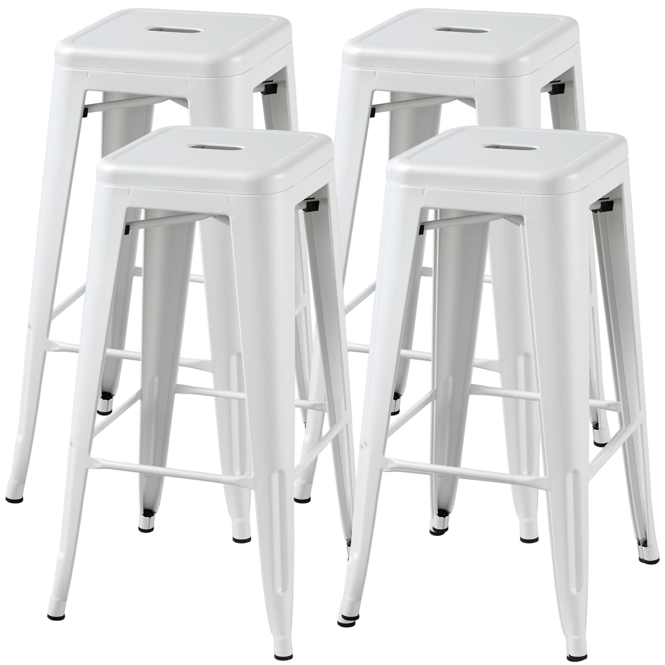 Yaheetech 30 Inch Metal Bar Stools Set of 4, Bar Height Backless Bartools, Industrial Stackable Bar Chairs with Footrest for Kitchen/Dining Room/Bistro/Patio, Black