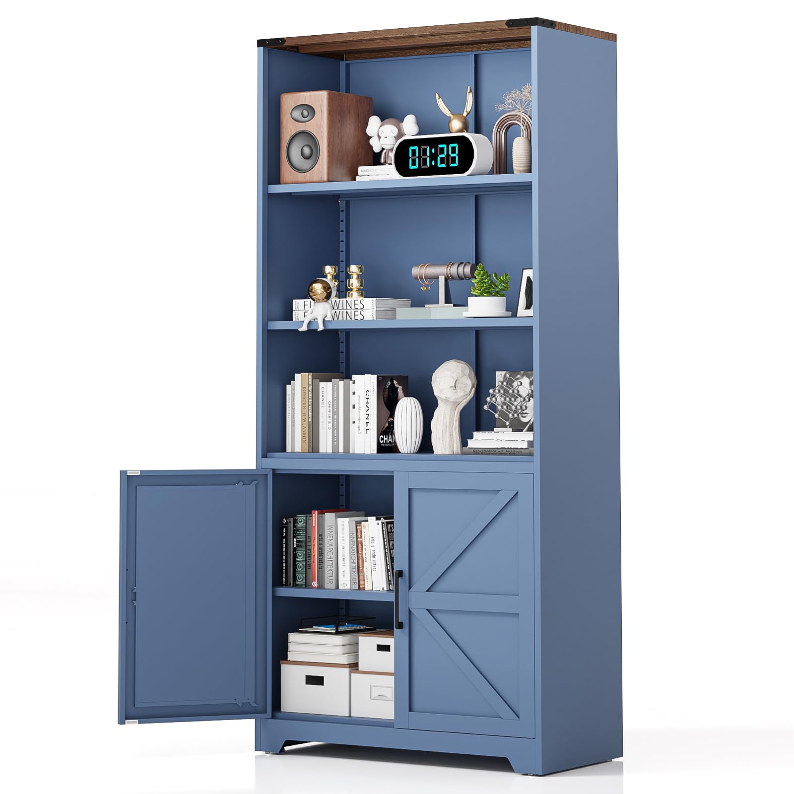 VINGLI Large Metal Storage Cabinet with 2 Doors and 5 Adjustable Shelves, Upgraded Height & Wide & Deep, 43''W x 20''D x 72''H, Oversized Garage Storage Cabinet with Wheels and Locks (Black)