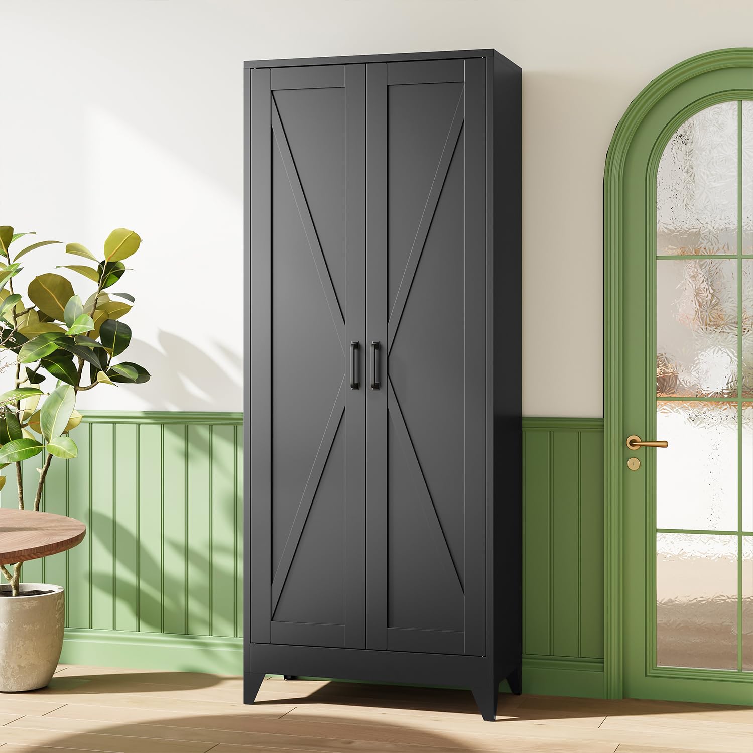 Letaya Metal Garage Storage Cabinets with Lock Door and Adjustable Shelves, Steel Tool Cabinets for Home,Office,Warehouse Organisieren (Black)