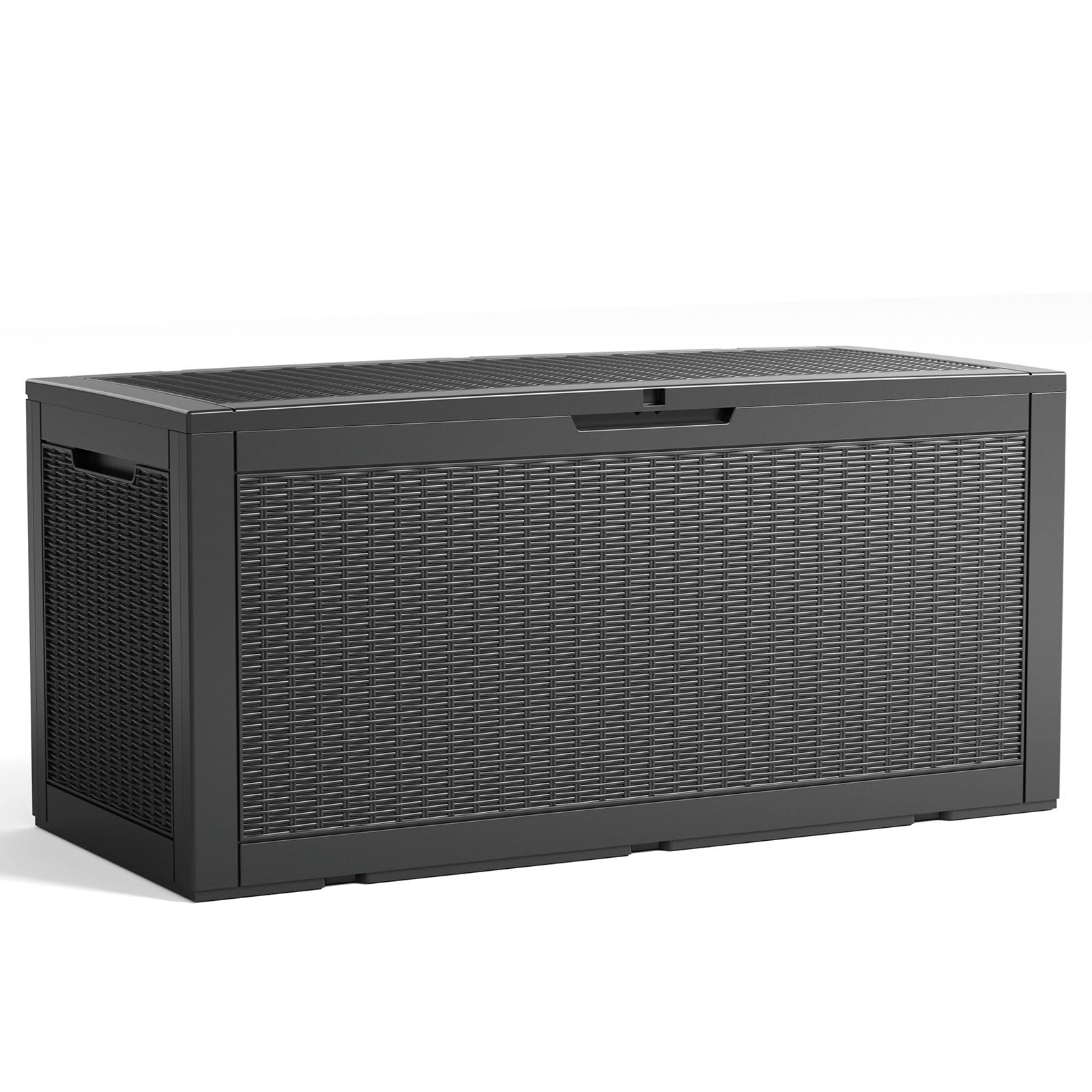 30 Gallon Outdoor Deck Box, Lockable Waterproof Outdoor Storage Boxes For Garden Tools,Indoor Cushions,Accessories Outside Storage Resin Weatherproof Container(Black)
