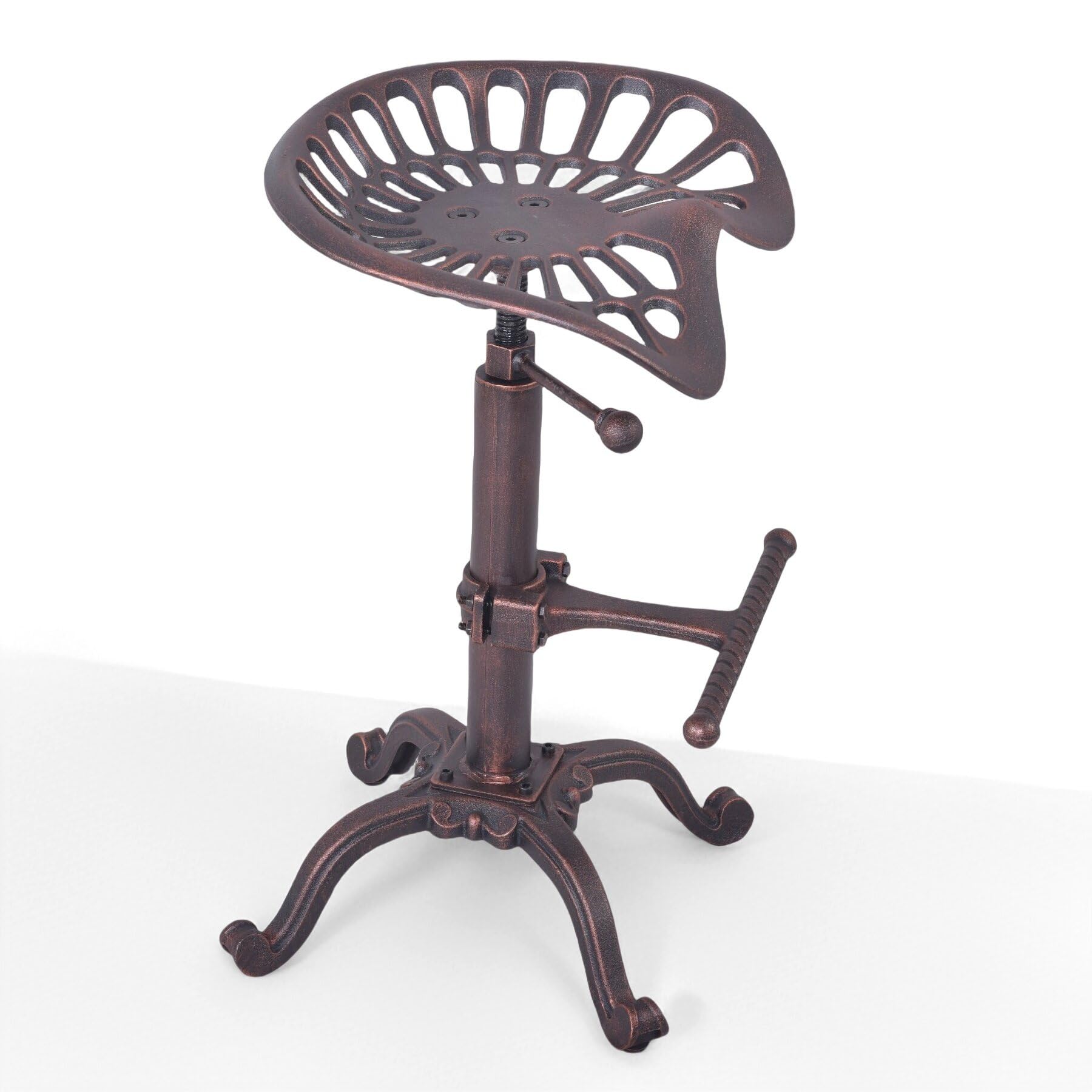 Rustic Industrial Farmhouse Tractor Seat Counter Height Adjustable Bar Stool Cast Iron Swivel Stool Industrial bar Chair (Rust, Cast Iron)