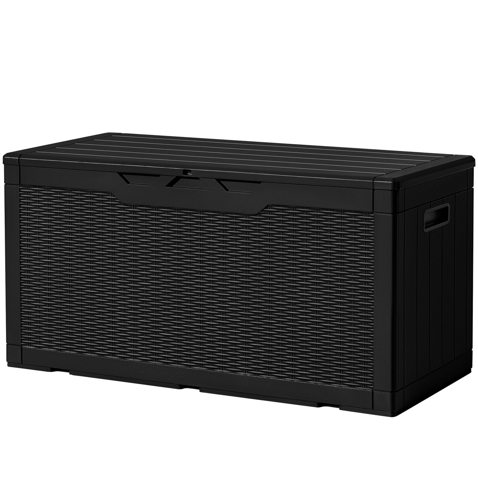 Devoko 30 Gallon Resin Deck Box Waterproof Outdoor Storage Box for Patio Furniture Pool Accessories Indoor Storage for Cushion Garden Tools (30 Gallon, Black)