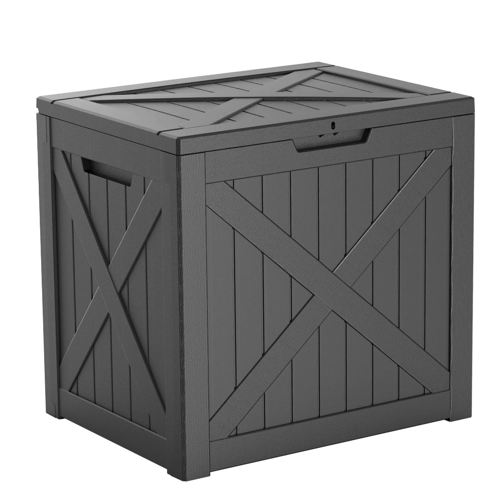 30 Gallon Outdoor Deck Box, Lockable Waterproof Outdoor Storage Boxes For Garden Tools,Indoor Cushions,Accessories Outside Storage Resin Weatherproof Container(Black)