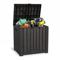 EAST OAK Outdoor Storage Box, 31 Gallon Deck Box Indoor and Outdoor Use, Waterproof Resin Storage Bin for Package Delivery, Patio Cushions, Gardening Tools, Lockable, UV Resistant, Grey