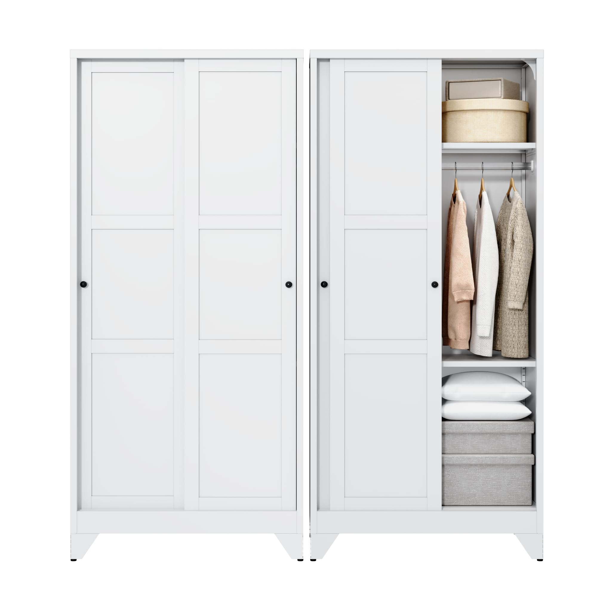 Letaya Metal Wardrobe Cabinets with Lock,Clothing Locker 72" X 36" X 18" Storage Cabinets for Home Room,Fire Department, School, Employee,Gym,Government (Black)