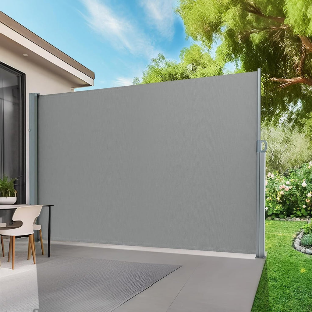 KANAGAWA 71'' x 138'' Retractable Side Awning - Folding Privacy Screen | Waterproof & UV-Resistant Outdoor Shade Divider for Patio, Garden, Balcony & Commercial Use(Light Grey)