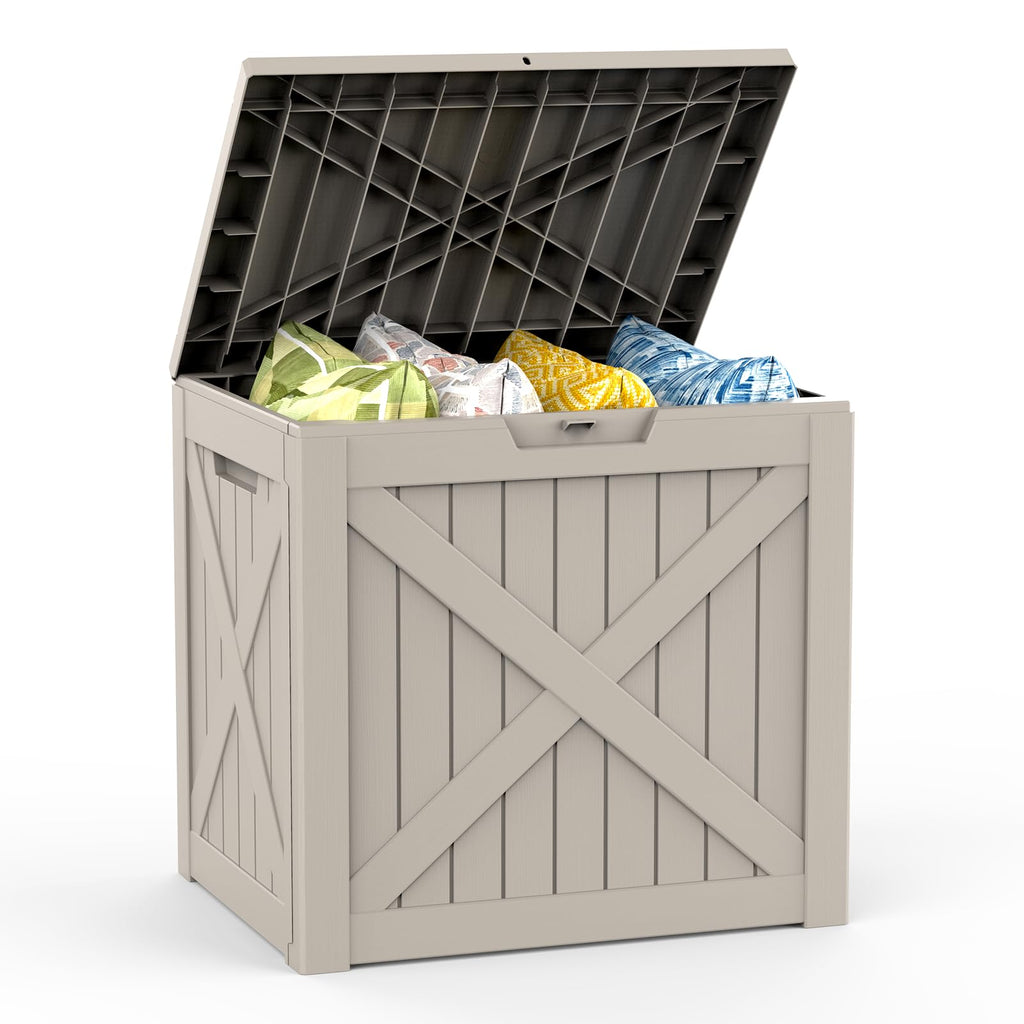 Mars Villa 100 Gallon Outdoor Storage Box, Large Resin Deck Box Waterproof, for Outside Patio Furniture Cushion, Pool Supply, with Hydraulic Hinge, UV-Resistant and Weatherproof, Rattan Black