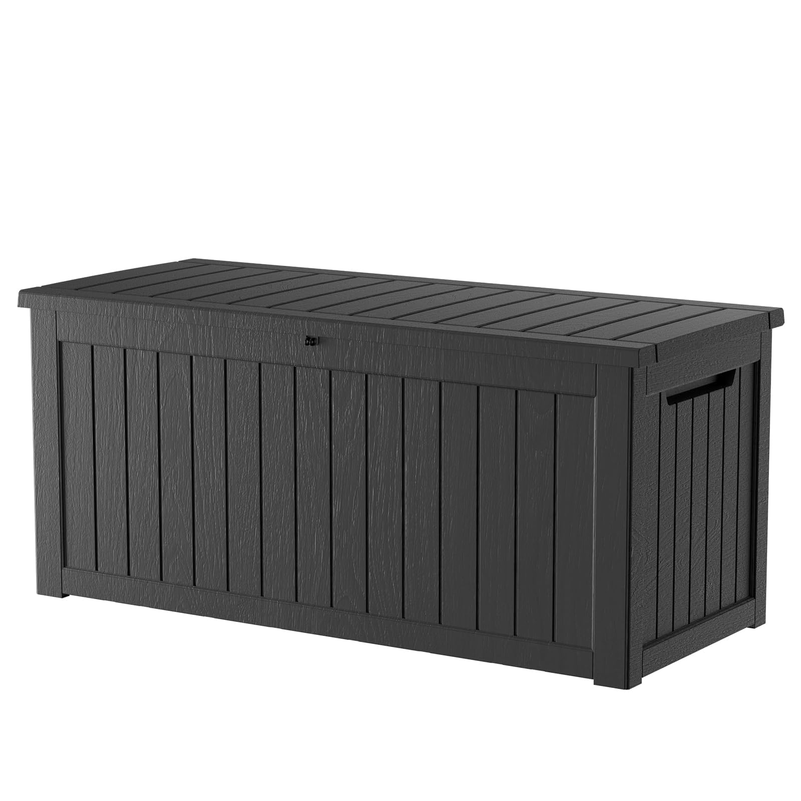 TARKARI 270 Gallon Lockable Resin Deck Box, Waterproof & UV-Resistant Outdoor Storage Box for Outdoor Cushion Storage, Garden Tools & Pool Accessories Storage, Black