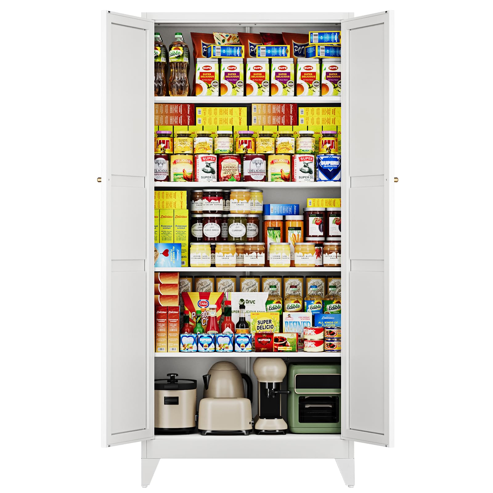 Letaya Metal Garage Storage Cabinets with Lock Door and Adjustable Shelves, Steel Tool Cabinets for Home,Office,Warehouse Organisieren (Black)