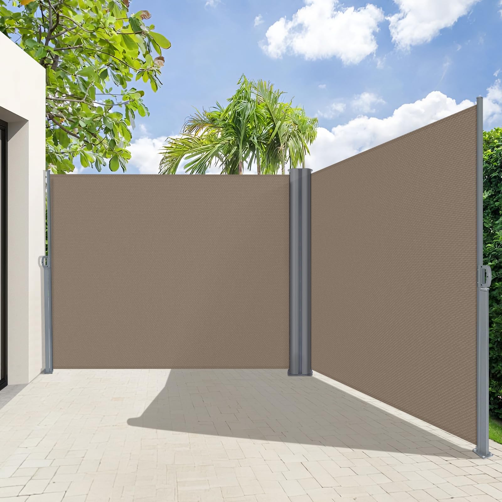 KANAGAWA 71'' x 138'' Retractable Side Awning - Folding Privacy Screen | Waterproof & UV-Resistant Outdoor Shade Divider for Patio, Garden, Balcony & Commercial Use(Light Grey)