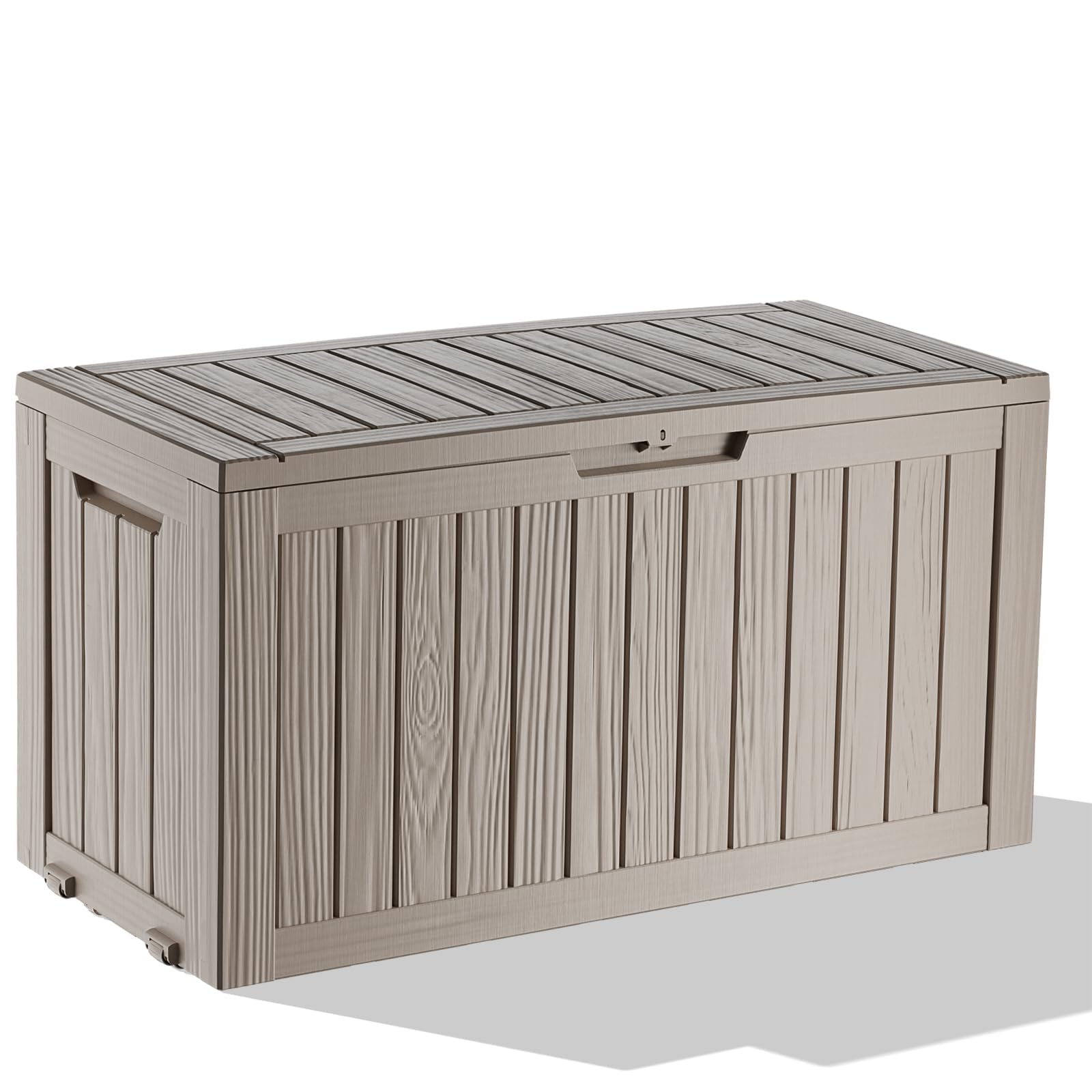 EasyUp 35 Gallon Outdoor Storage Box, Outdoor Deck Boxes for Garden Tools Equipment,Cushions and Patio Storage,Lockable and Resin,Easy to Install(Black)