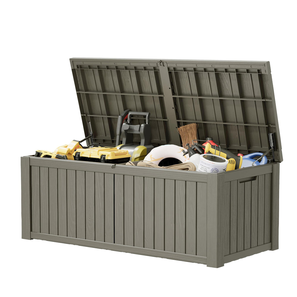 Outdoor Storage Deck Boxes Waterproof, Waterproof and UV Resistant Outdoor Storage Box Lockable Lid for Delivery Box, Indoor, Garden Tools, Pool Supplies, Patio (Black, 300 Gallon)