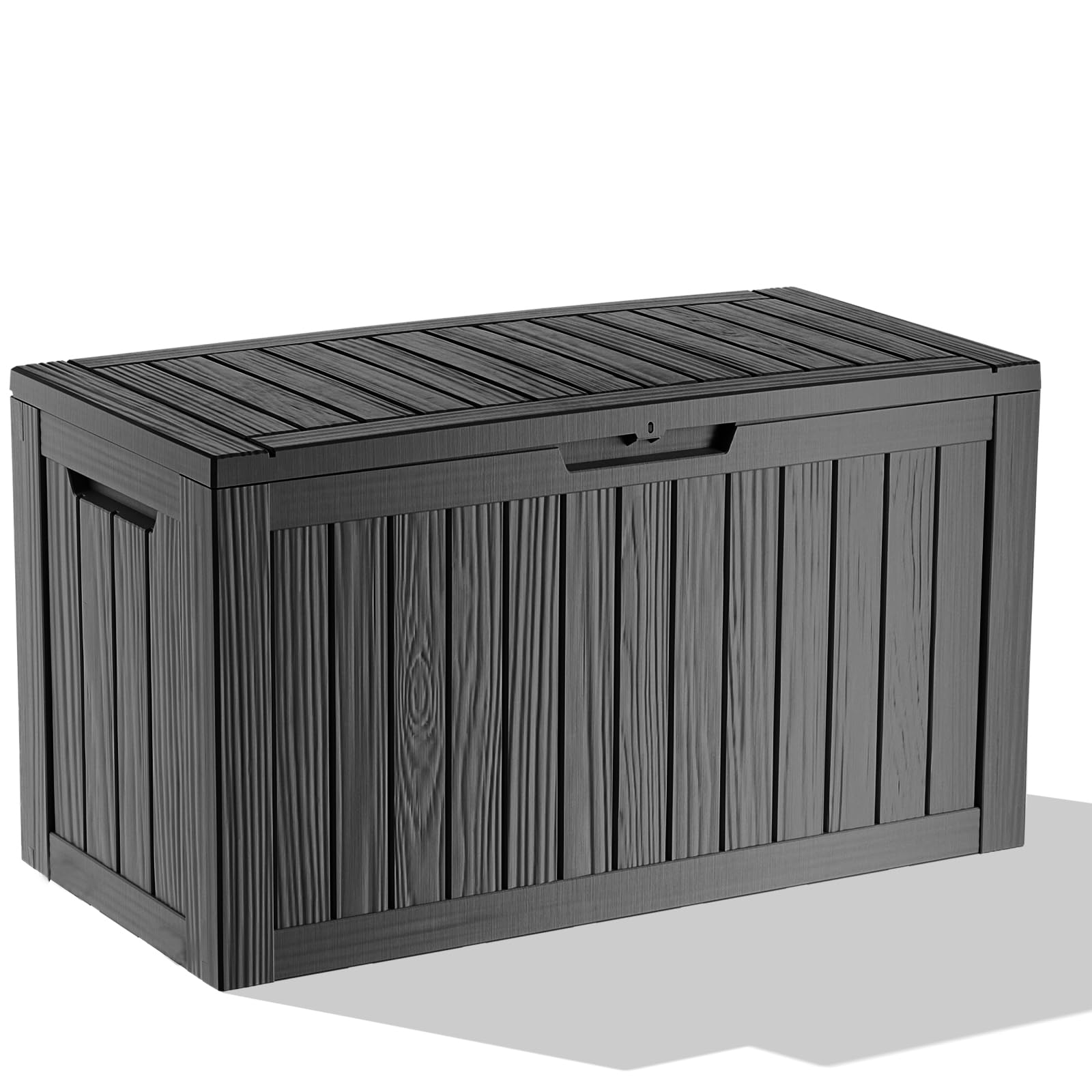 EasyUp 35 Gallon Outdoor Storage Box, Outdoor Deck Boxes for Garden Tools Equipment,Cushions and Patio Storage,Lockable and Resin,Easy to Install(Black)