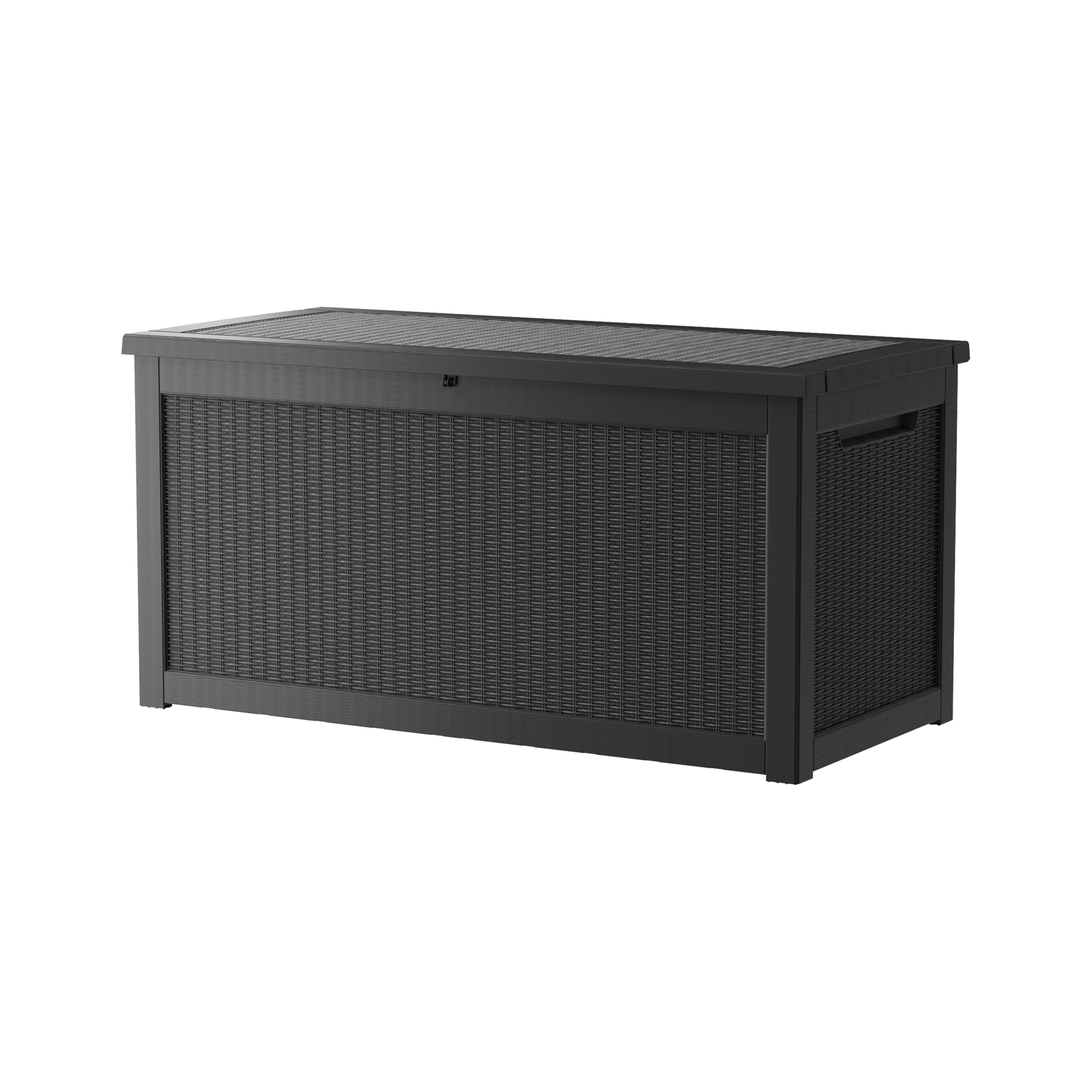 TARKARI 270 Gallon Lockable Resin Deck Box, Waterproof & UV-Resistant Outdoor Storage Box for Outdoor Cushion Storage, Garden Tools & Pool Accessories Storage, Black