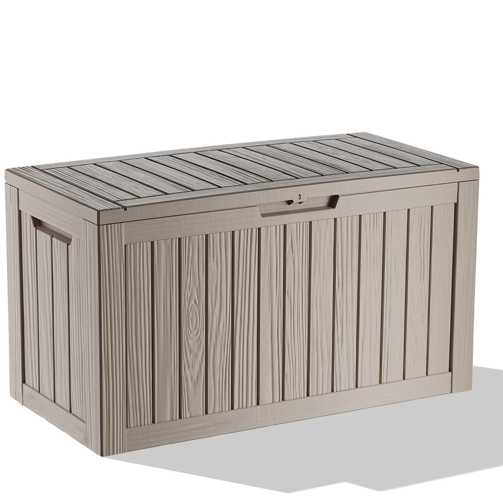 30 Gallon Outdoor Deck Box, Lockable Waterproof Outdoor Storage Boxes For Garden Tools,Indoor Cushions,Accessories Outside Storage Resin Weatherproof Container(Black)