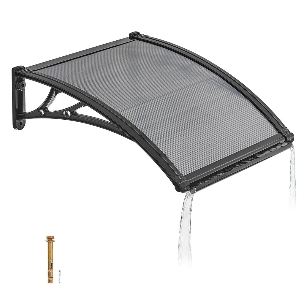 VEVOR Awnings for Door Entrance, 38" x 40" Window Door Awning Canopy Exterior with Drainage & ABS Bracket, Polycarbonate Cover Patio Door Awnings for Sun, UV, Rain, Snow Protection（Brown）