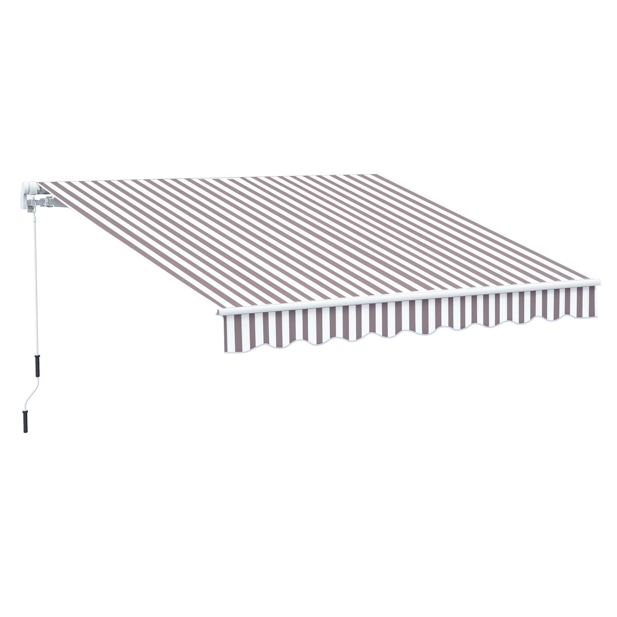 Outsunny 13' x 8' Retractable Awning, Patio Awnings, Sunshade Shelter w/Manual Crank Handle, UV & Water-Resistant Fabric and Aluminum Frame for Deck, Balcony, Yard, Beige