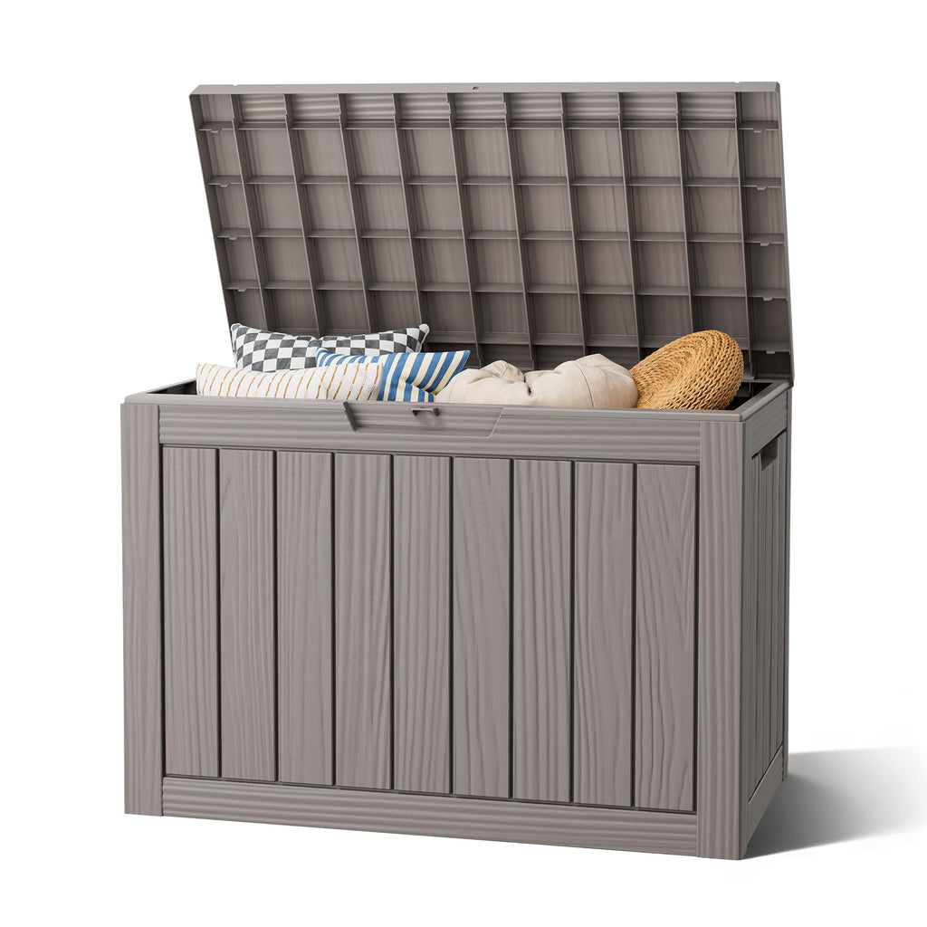 Outdoor Storage Box, Resin Deck Boxes Indoor and outdoor, Waterproof Storage Box Lockable Lid (Black,260 Gallon)