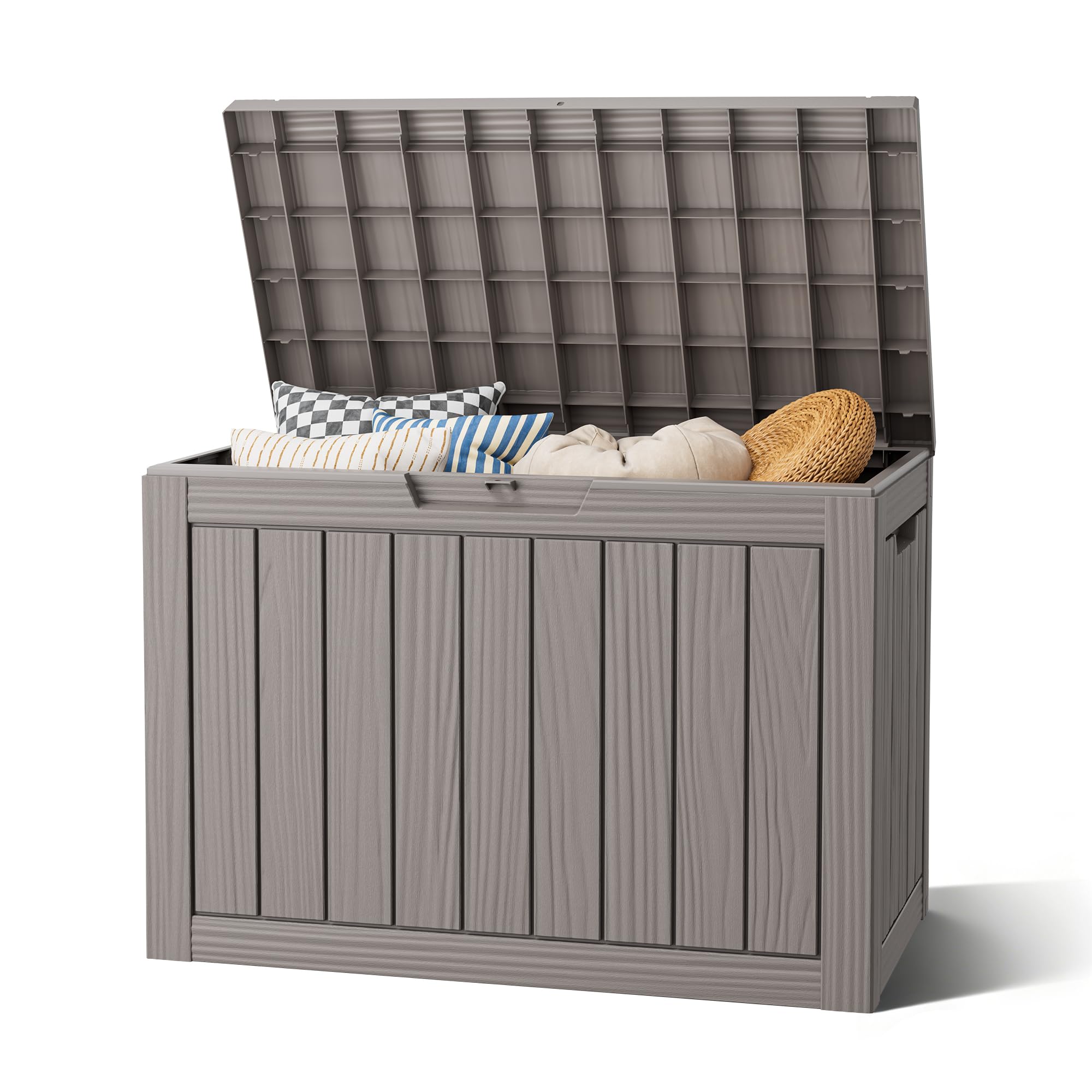 Outdoor Storage Box, Resin Deck Boxes Indoor and outdoor, Waterproof Storage Box Lockable Lid (Black,260 Gallon)