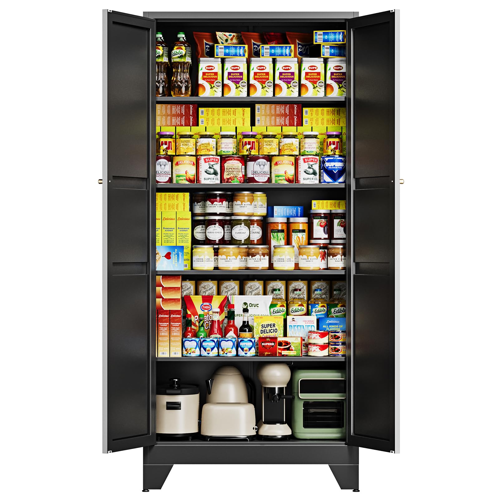 Letaya Metal Garage Storage Cabinets with Lock Door and Adjustable Shelves, Steel Tool Cabinets for Home,Office,Warehouse Organisieren (Black)
