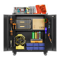SUXXAN Metal Storage Cabinet with Wheels and Pegboard, 71" Tall Industrial Steel Cabinet with 5 Adjustable Shelves & Locking Doors, Rolling Garage Storage Cabinet for Office, Pantry, Home