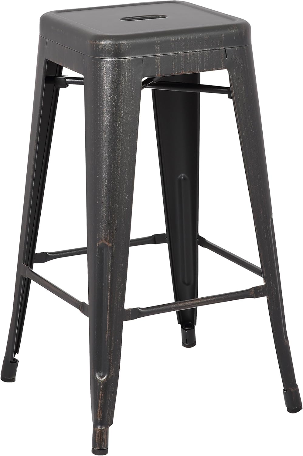 30" Metal Bar Stools Set of 2 Industrial Iron Stackable for Kitchen Indoor/Outdoor Patio Distressed Black